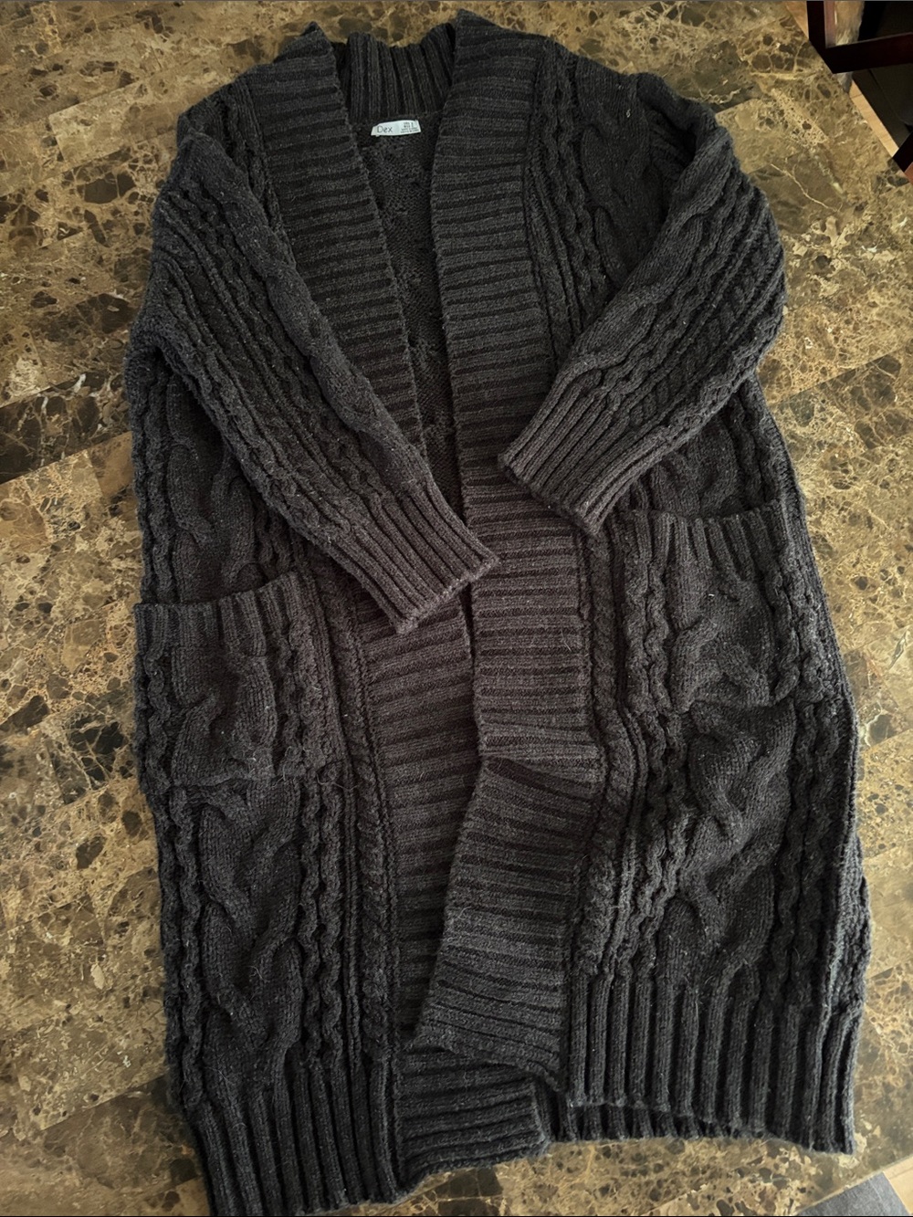 Dex Black Cable Knit Open Cardigan